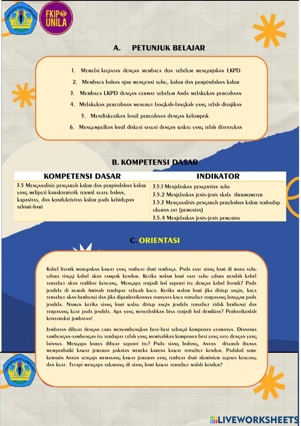 Lkpd suhu dan kalor