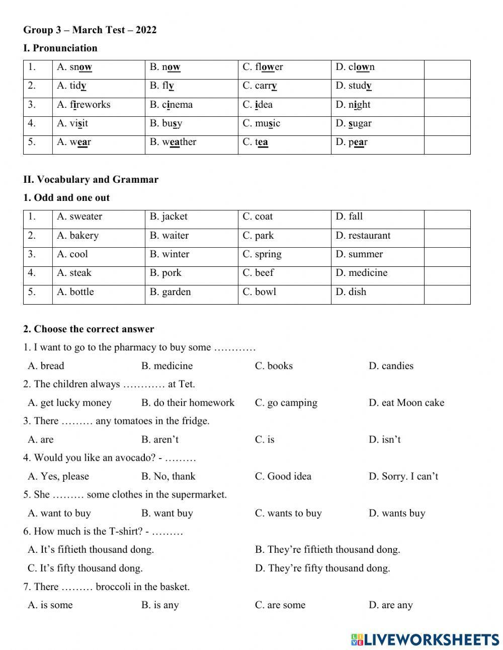 Group 3 - March test