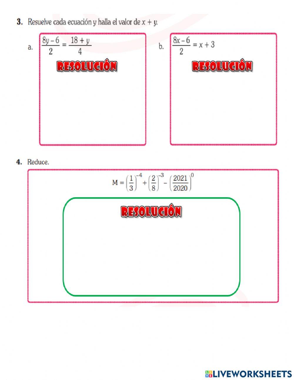 Práctica calificada de álgebra
