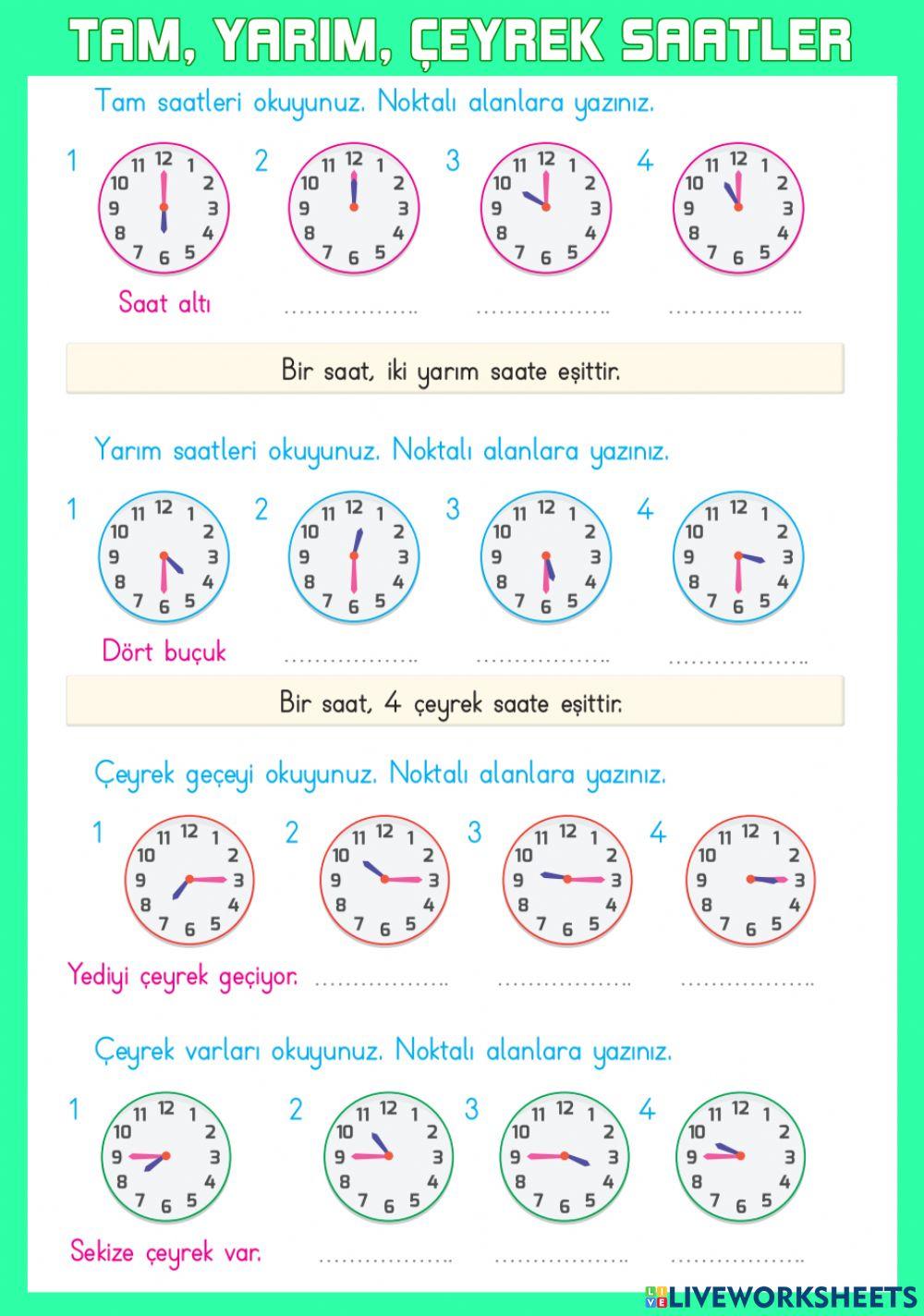 Tam-Yarım-Çeyrek Saatler