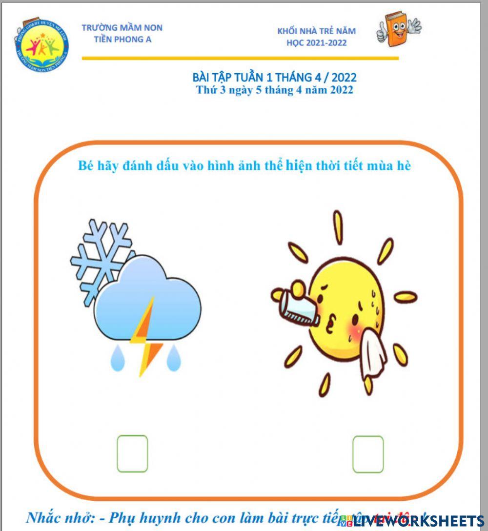 Bé hãy tích vào đáp án đúng nhé