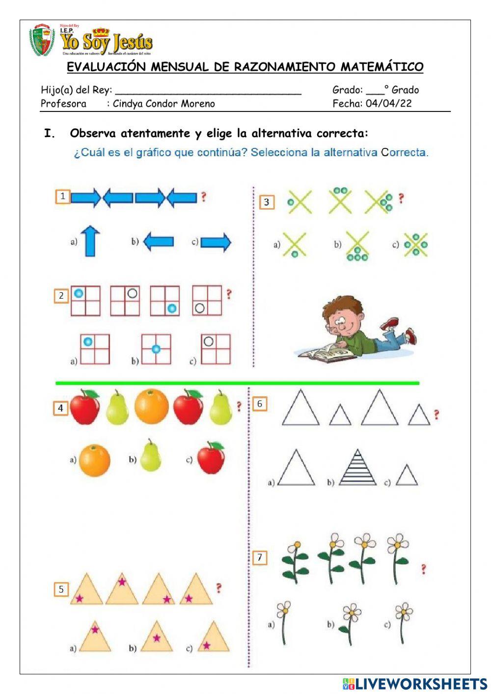 Evaluación de razonamiento matemático