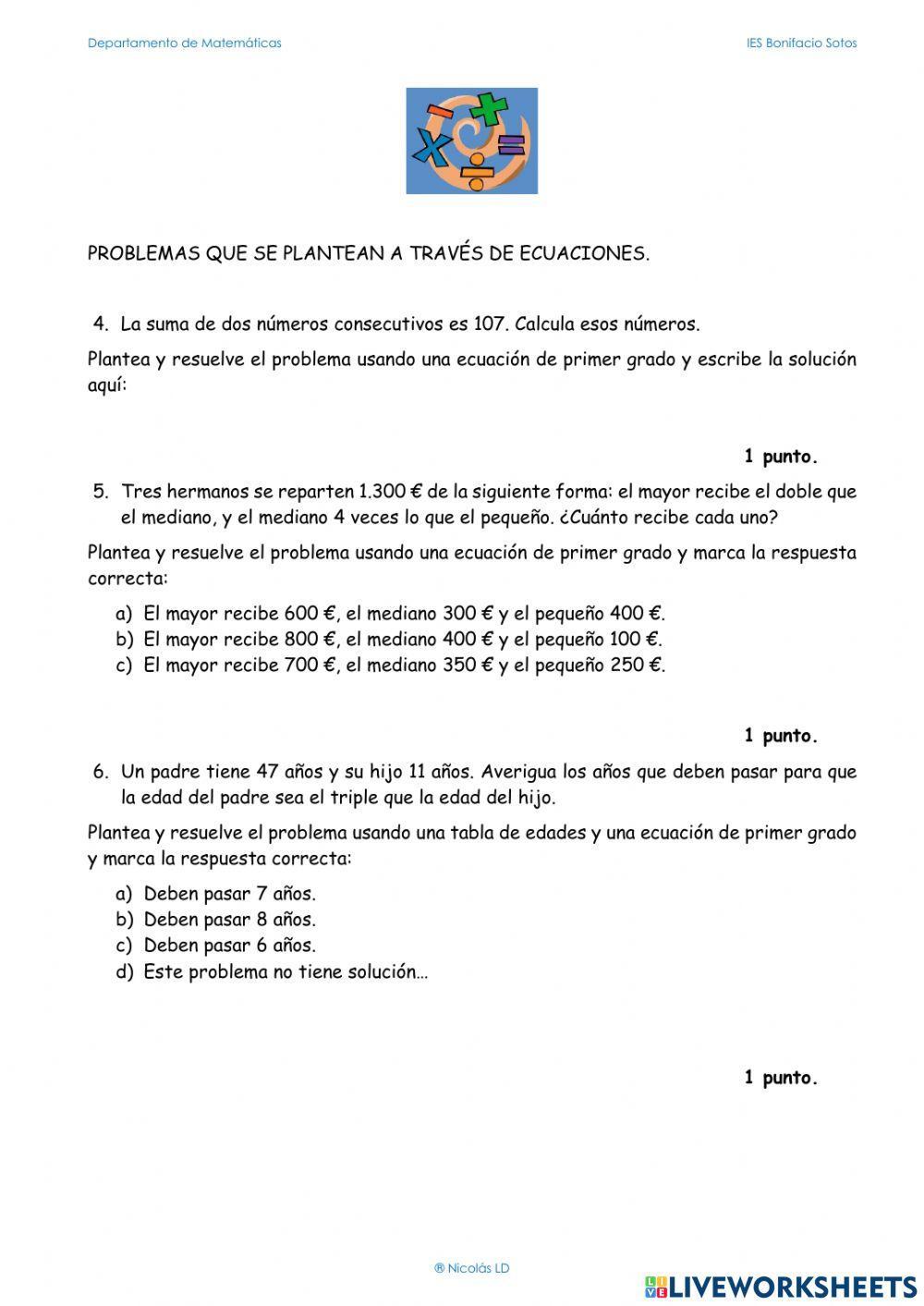 Ecuaciones de primer y segundo grado.