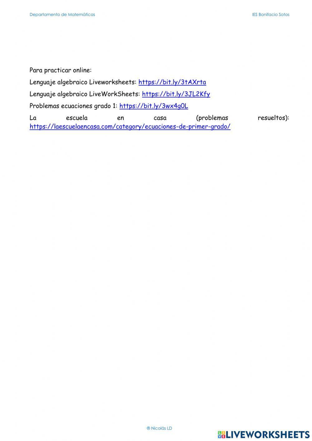 Ecuaciones de primer y segundo grado.