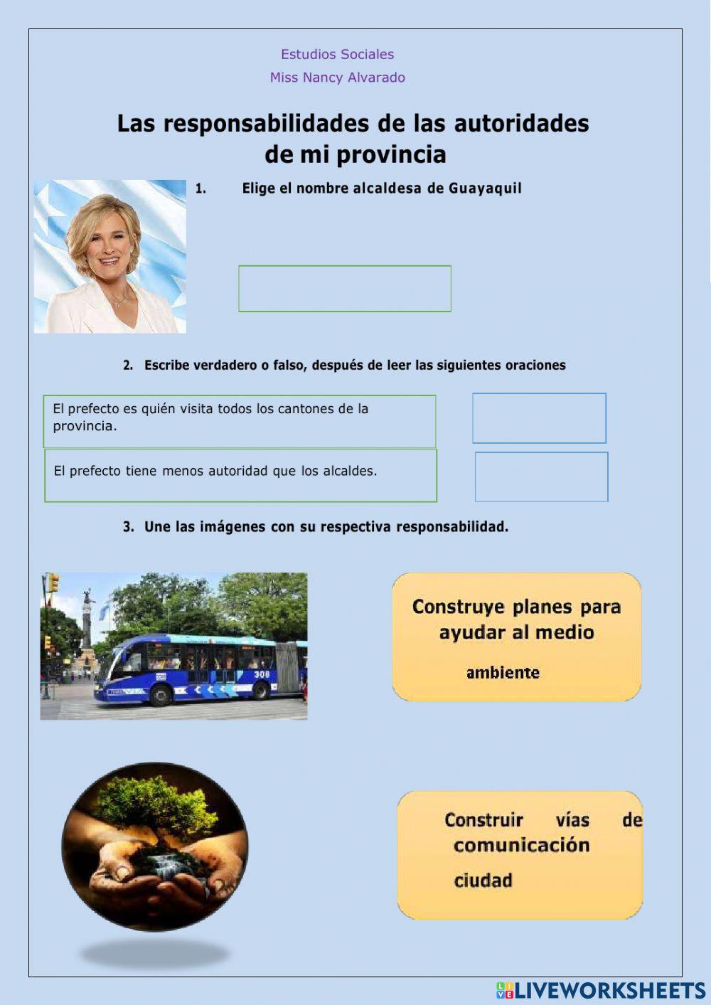 Las responsabilidades de las autoridades de mi provincia