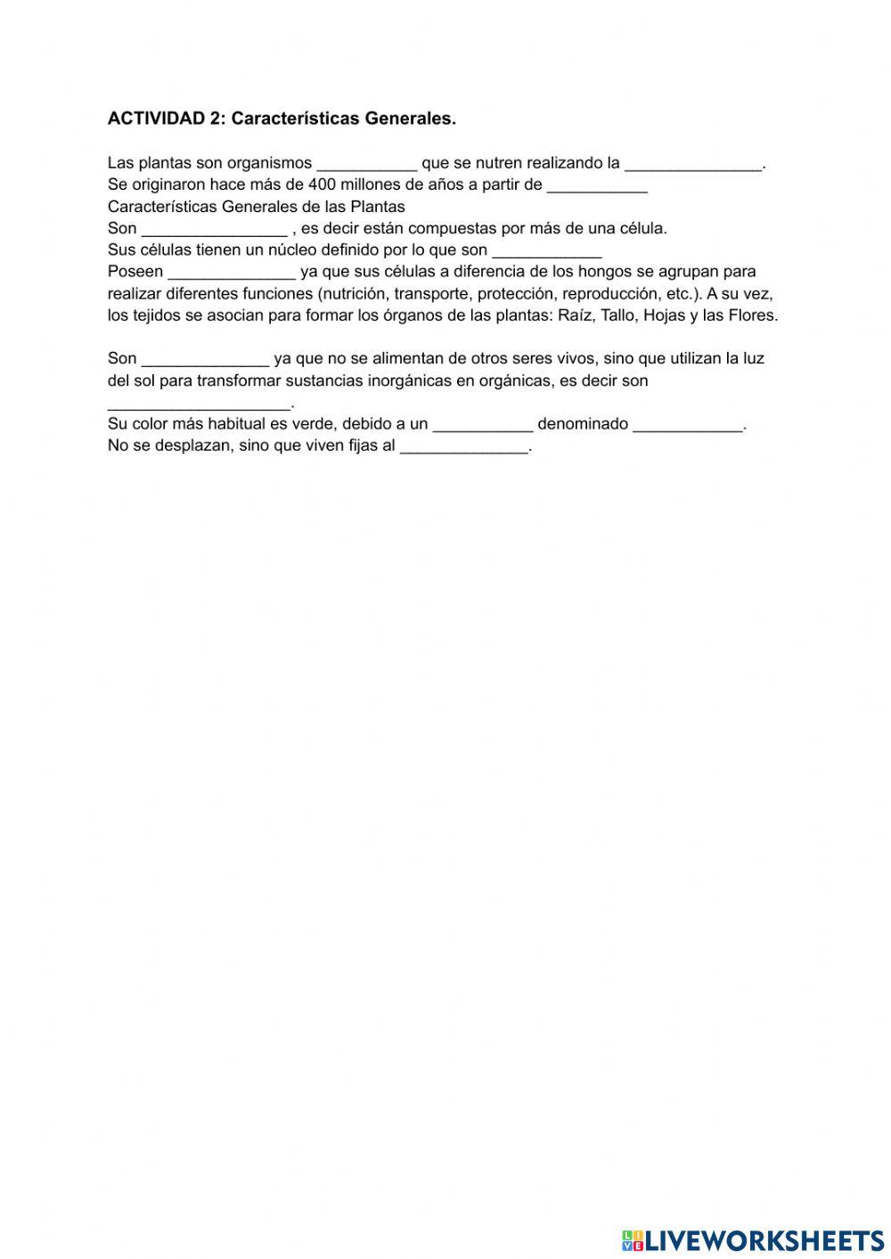 Características generales de las plantas