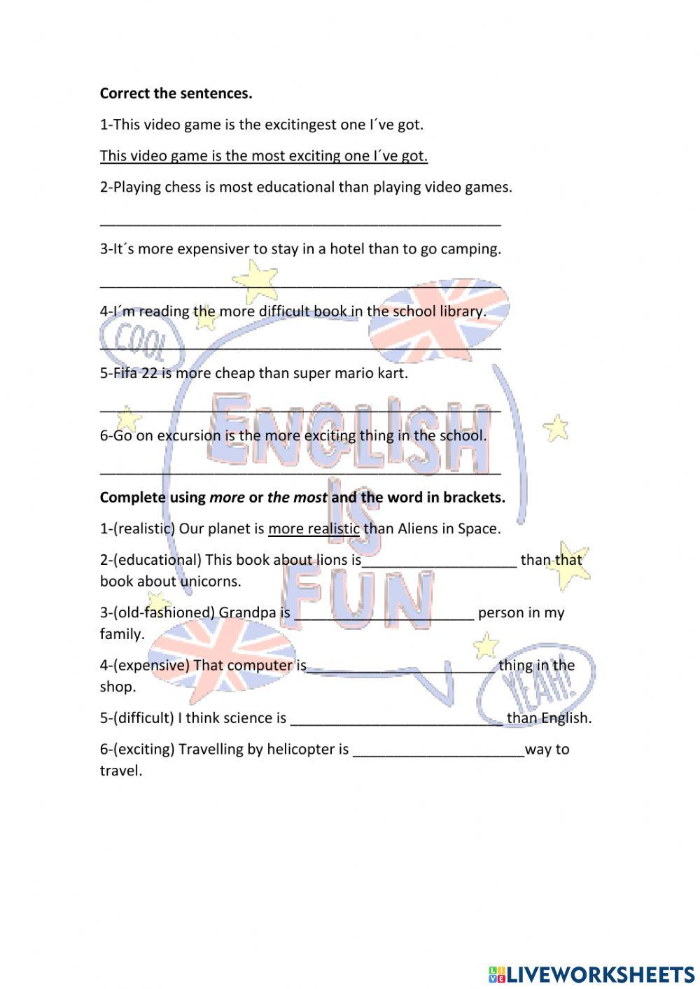 Comparative and superlative adjectives