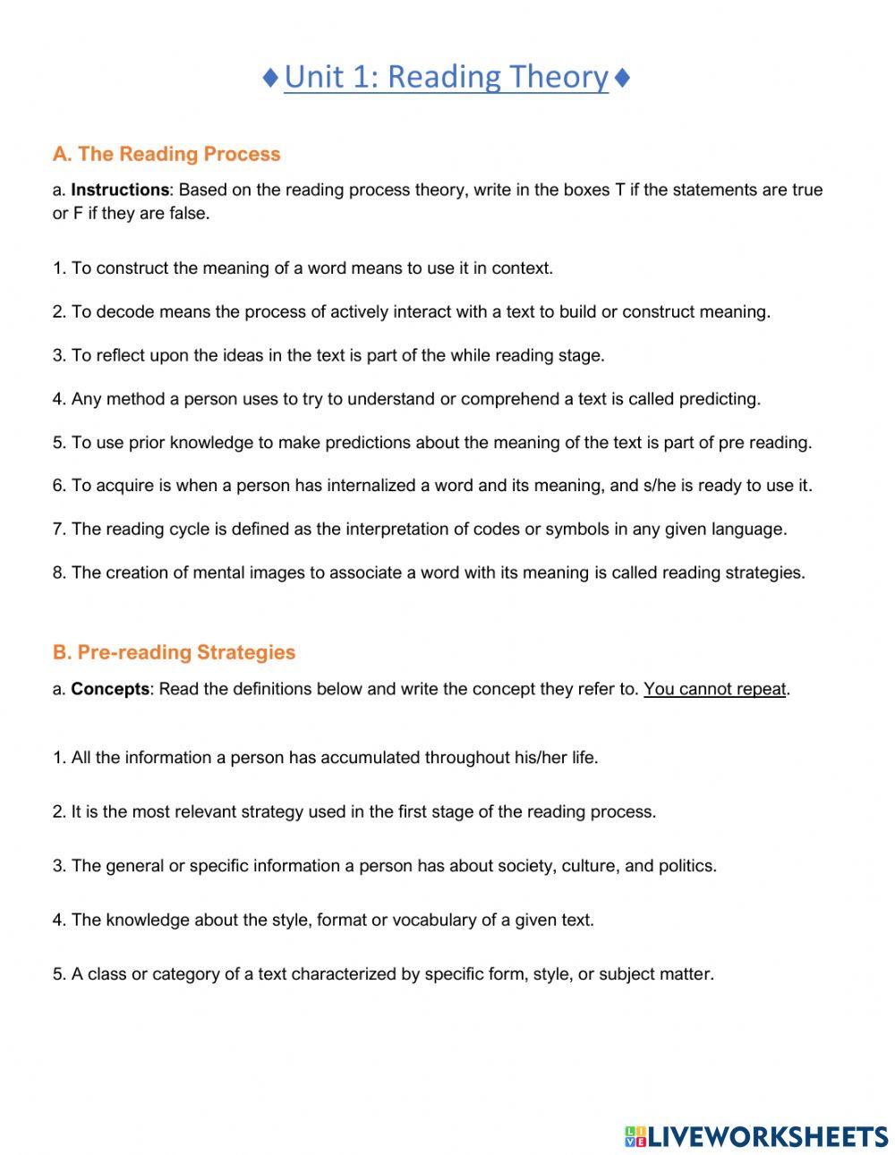 Reading Theory and Pre reading Review I-22