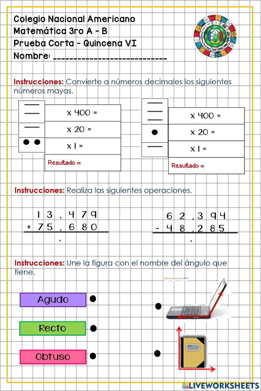 Q. VI - Prueba corta matemática
