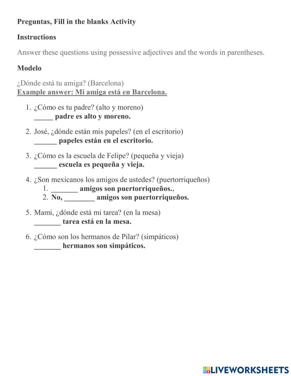 Possessive Adjectives