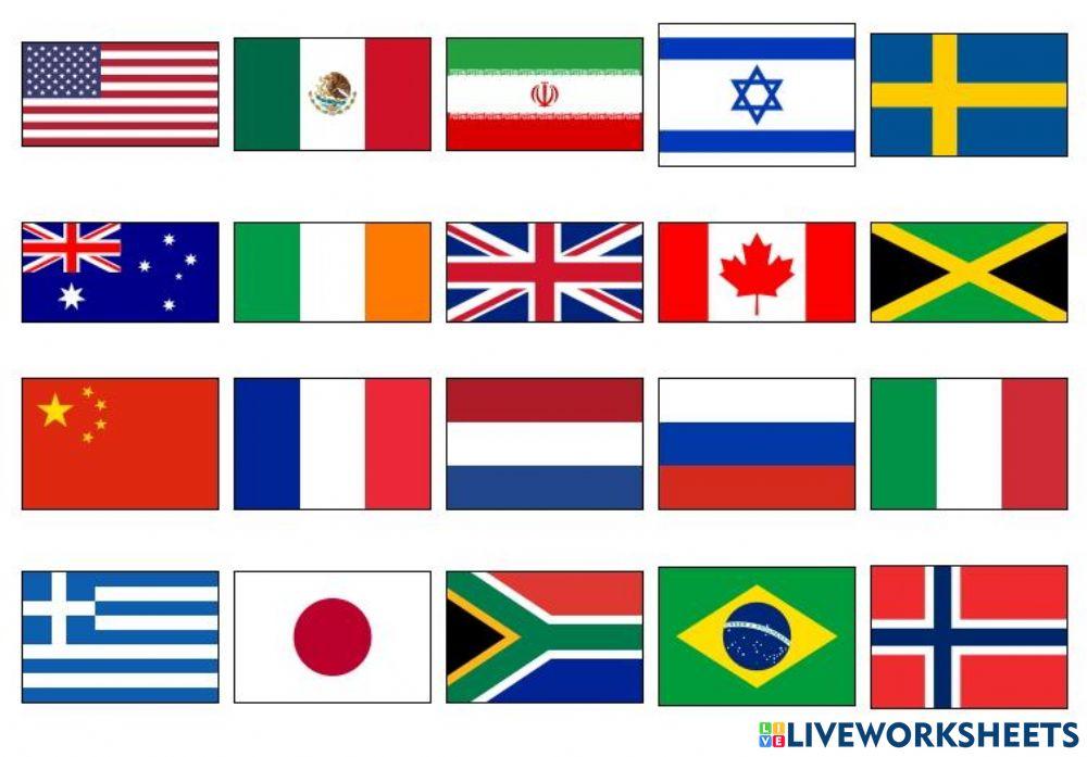 Banderas del mundo interactive worksheet