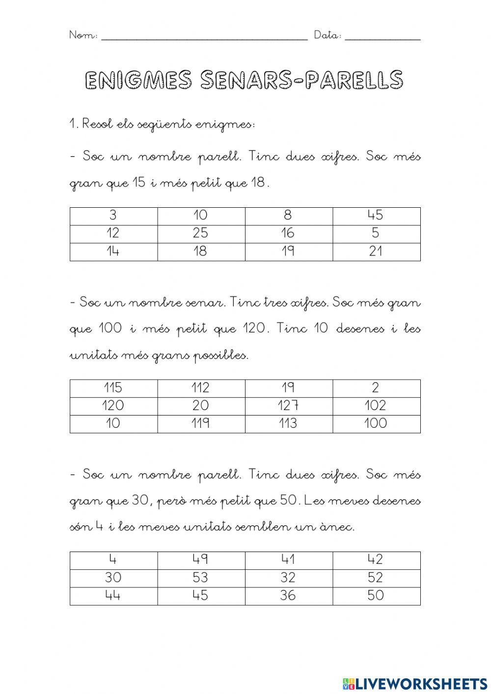 Enigmes senars-parells