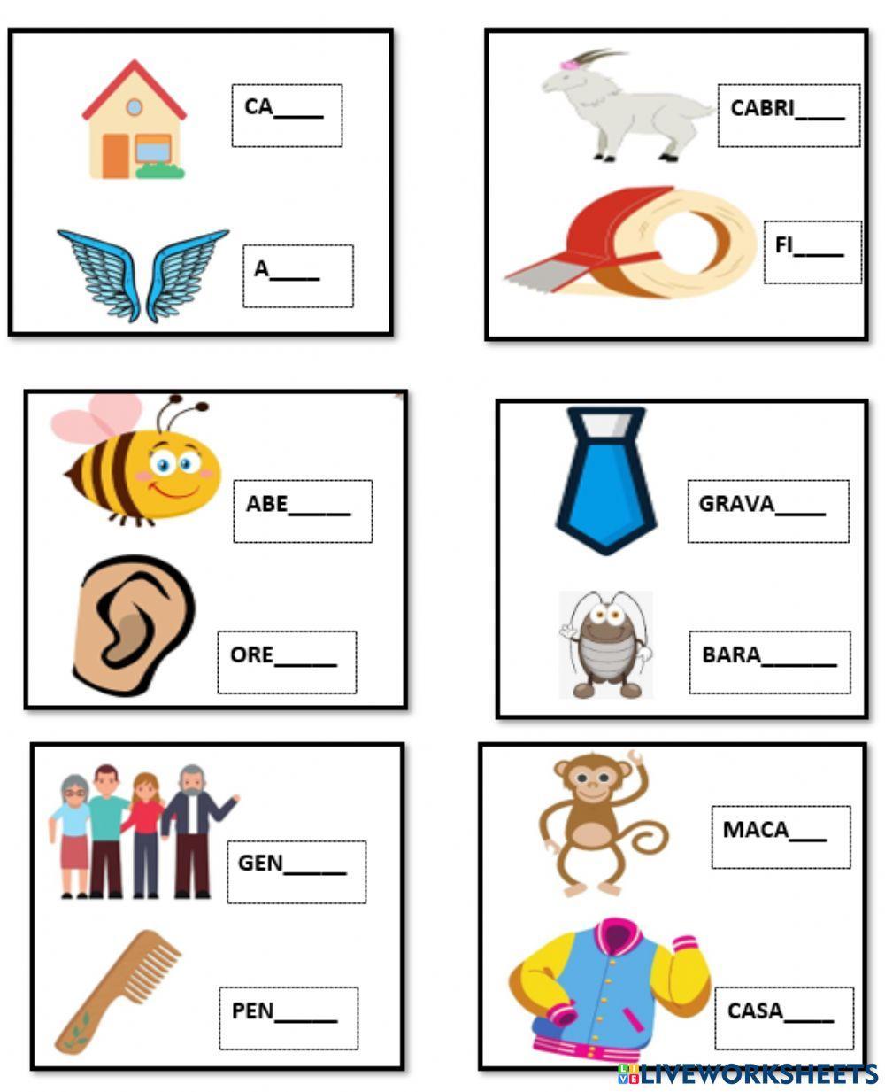 Complete os pares de rimas