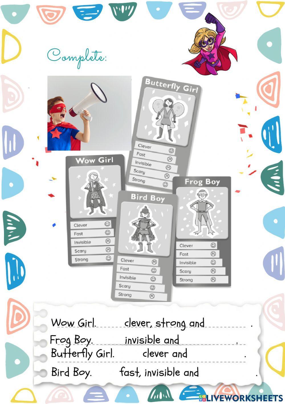 To be + adjective (Superheroes)