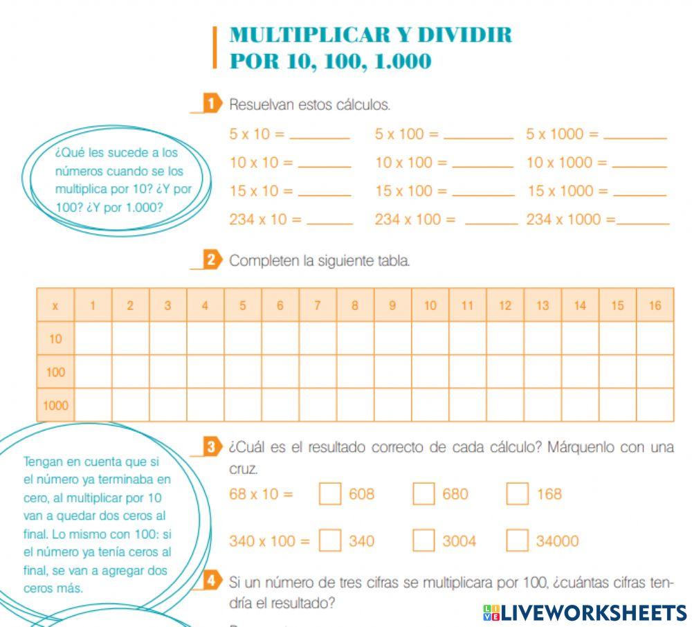 Cálculo mental y multiplicaciones