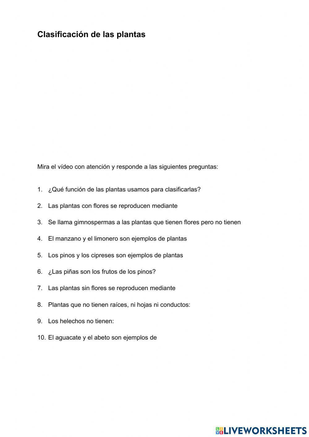 Clasificación de las plantas