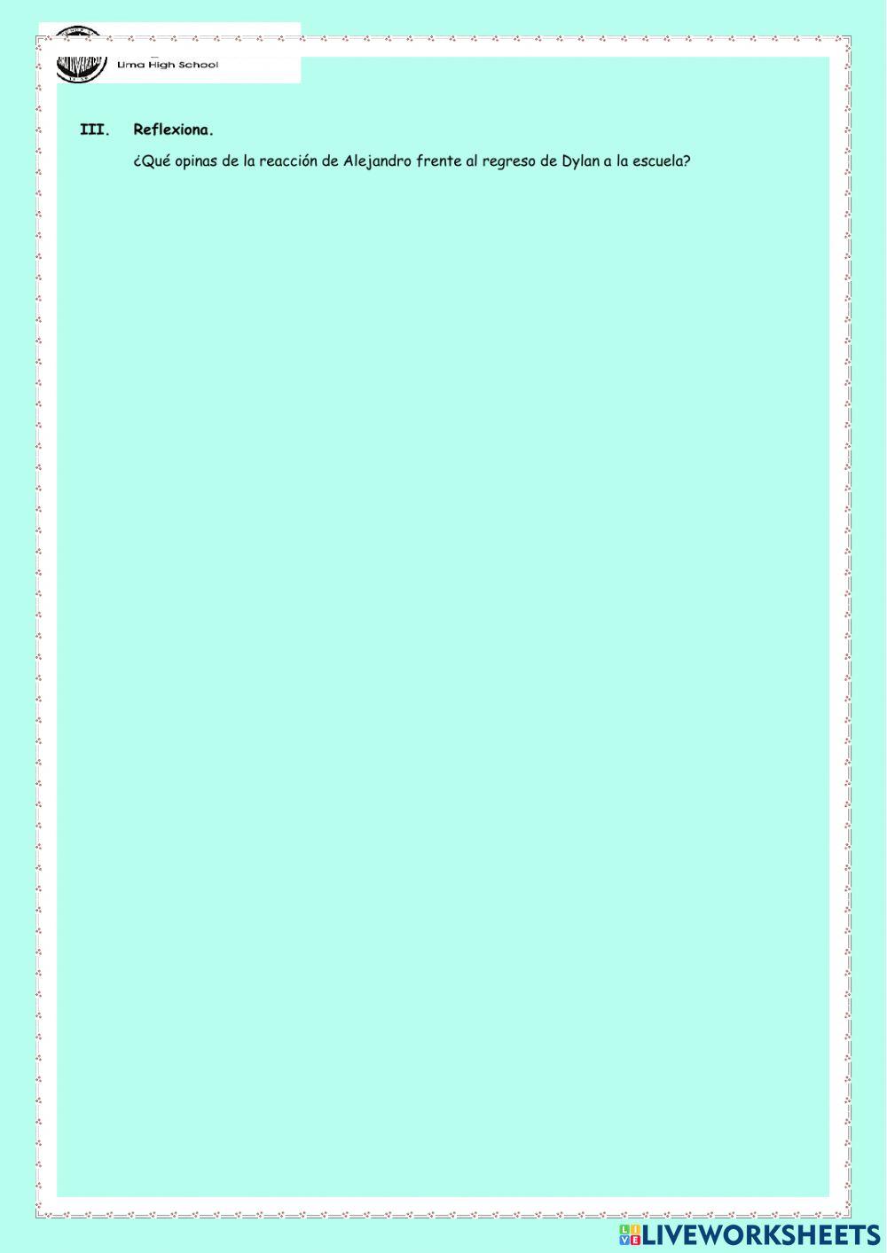 Comprensión de lectura -Quiero volver a casa-