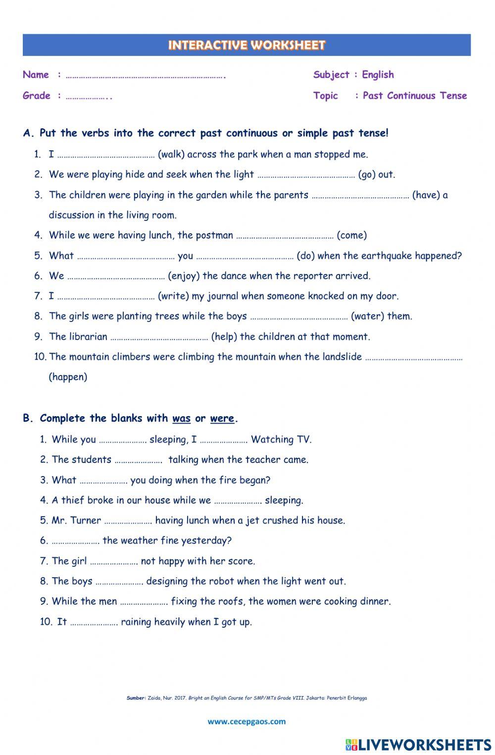 LKPD Interaktif Bahasa Inggris Tentang Past Continuous Tense LKPD Interaktif Bahasa Inggris Tentang Past Continuous Tense