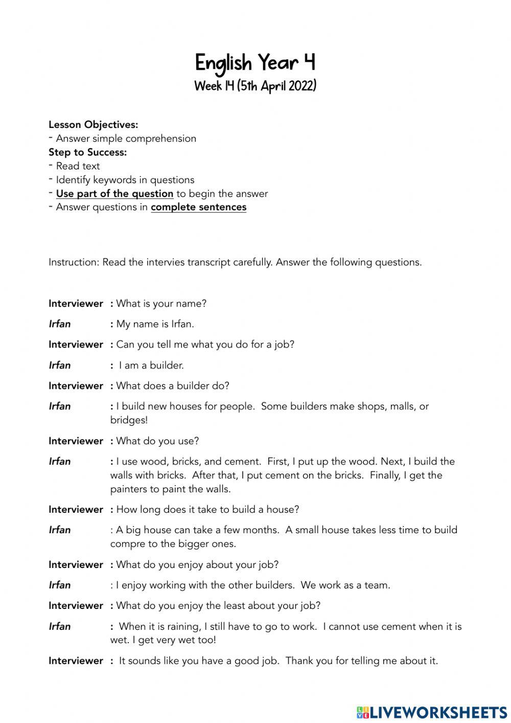 Reading Comprehension