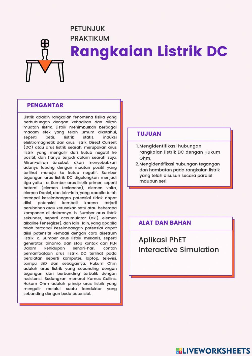 Praktikum Rangkaian DC Berbasis PhET Simulation