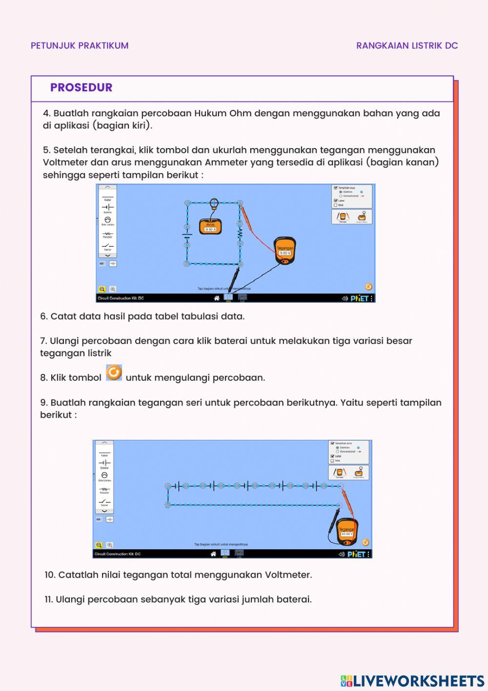 Praktikum Rangkaian DC Berbasis PhET Simulation