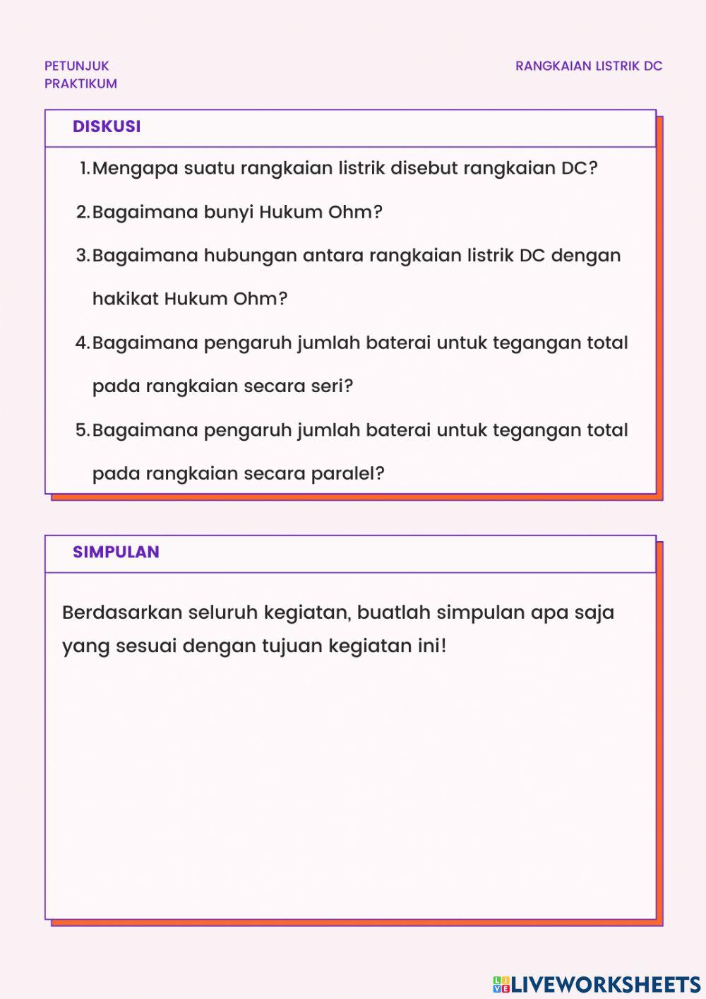 Praktikum Rangkaian DC Berbasis PhET Simulation