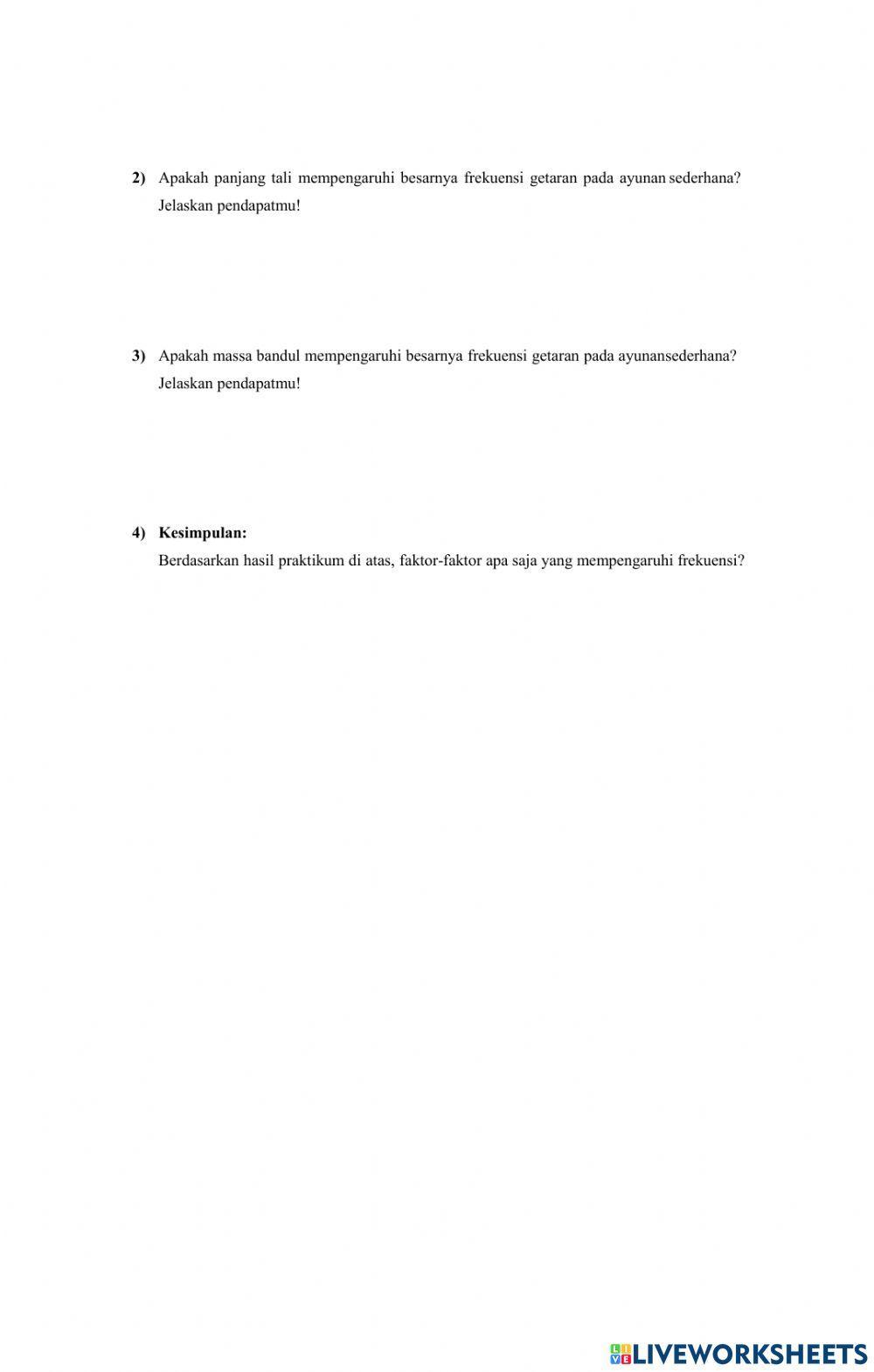 Lembar Kerja Getaran Pada Bandul