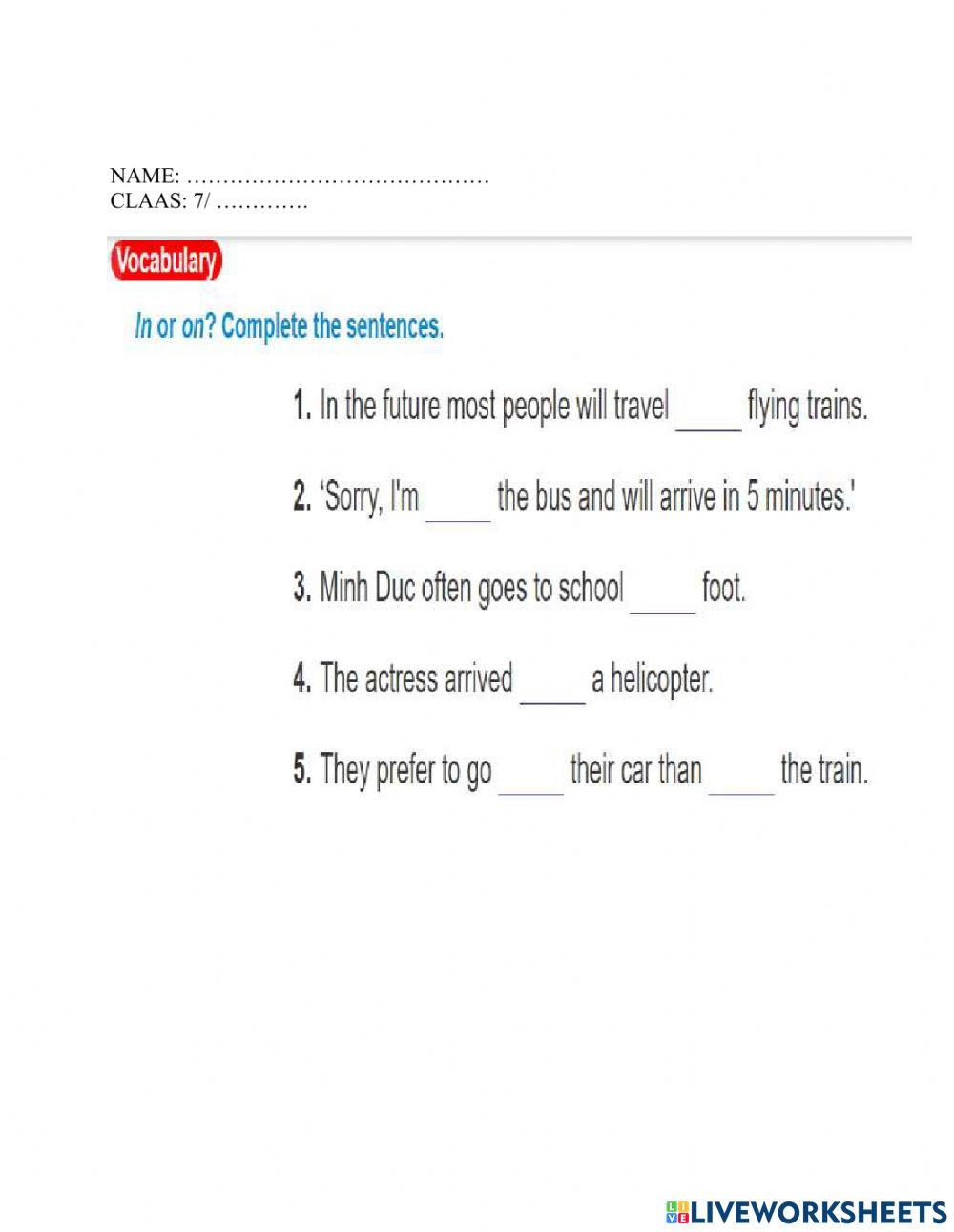 ENGLISH 7- U11- A CLOSER LOOK 1- EXERCISE 3
