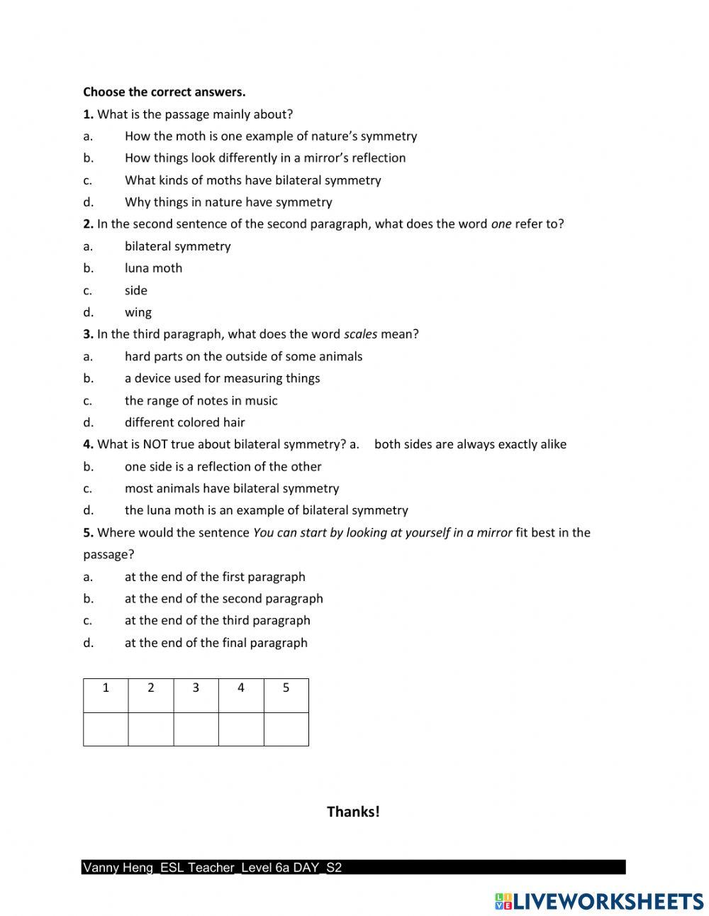 Reading Comprehension