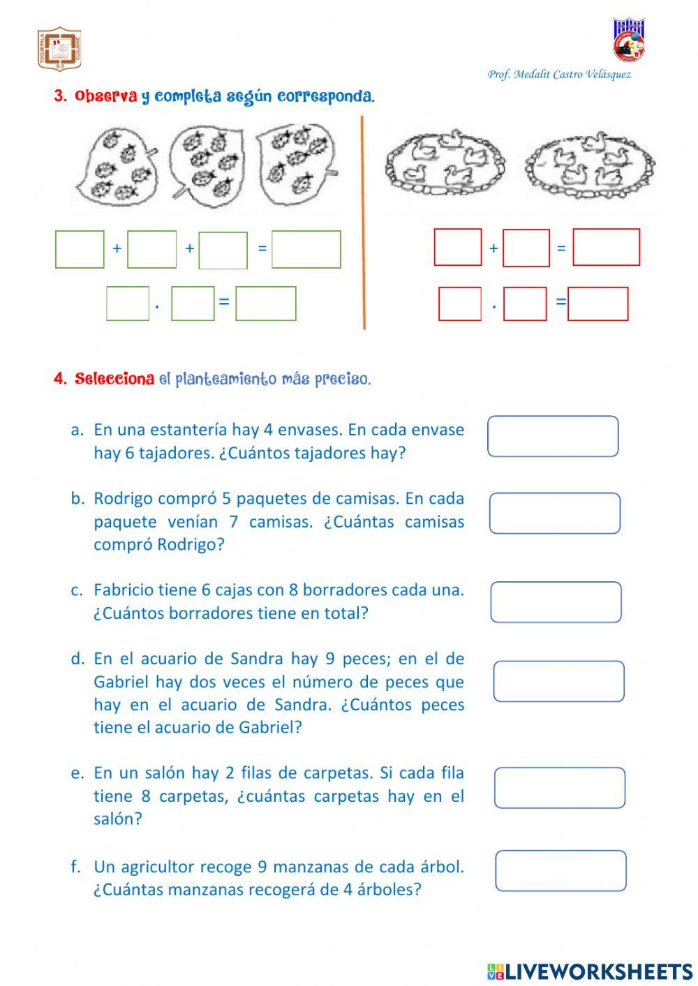 Noción de multiplicación