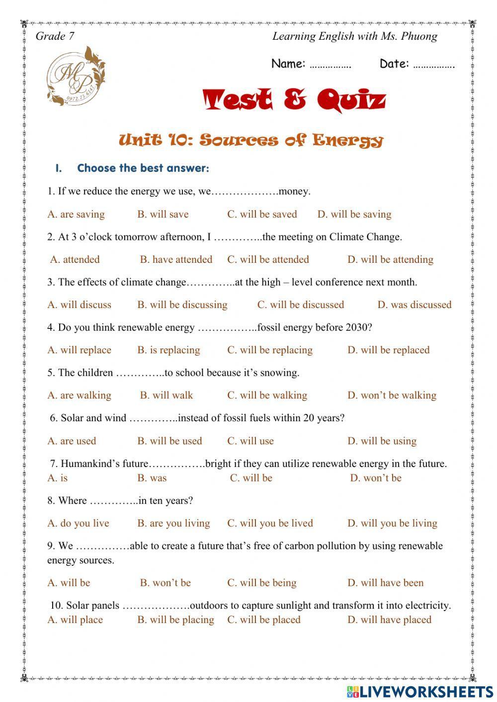 English 7 - Unit 10 - Passive voice