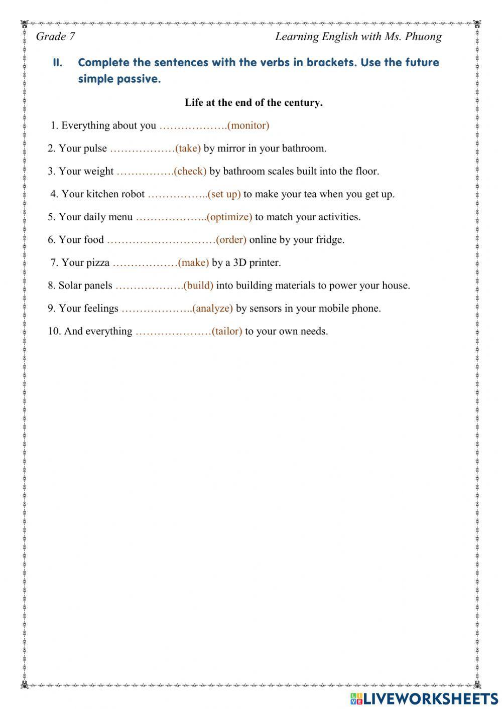 English 7 - Unit 10 - Passive voice