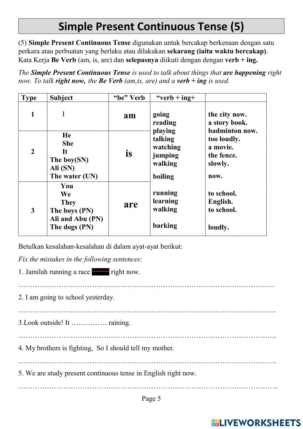 Present Continuous Tense
