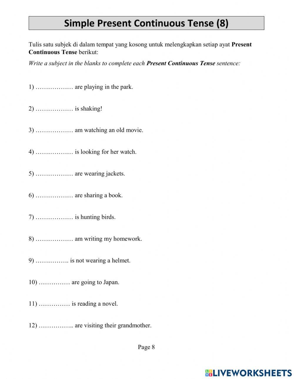 Present Continuous Tense