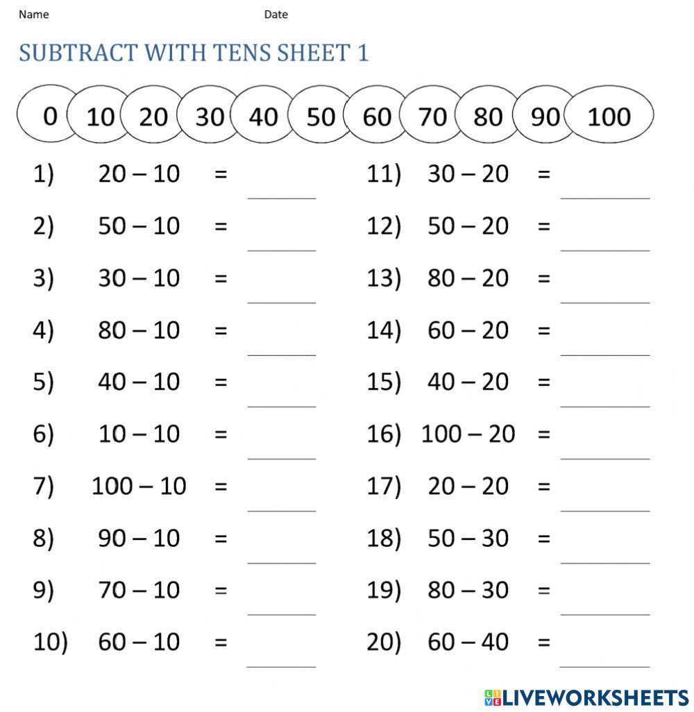 Subtract Tens Subtract Tens