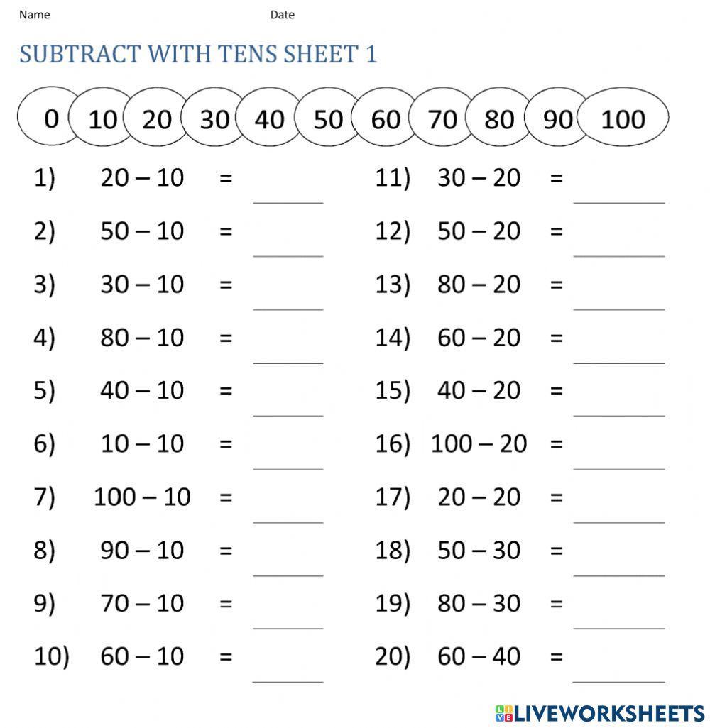 Subtract Tens