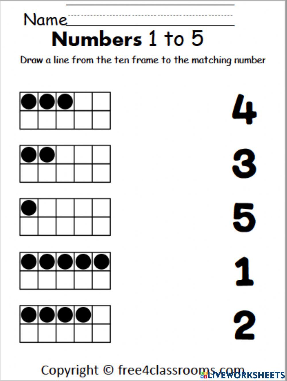 Matching numbers 1 5 online exercise for live worksheets