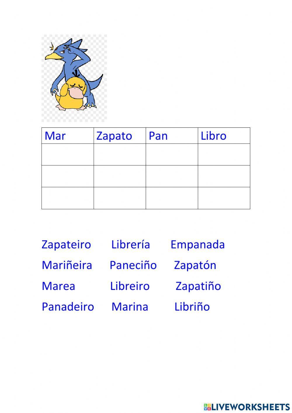 Palabras primitivas e derivadas