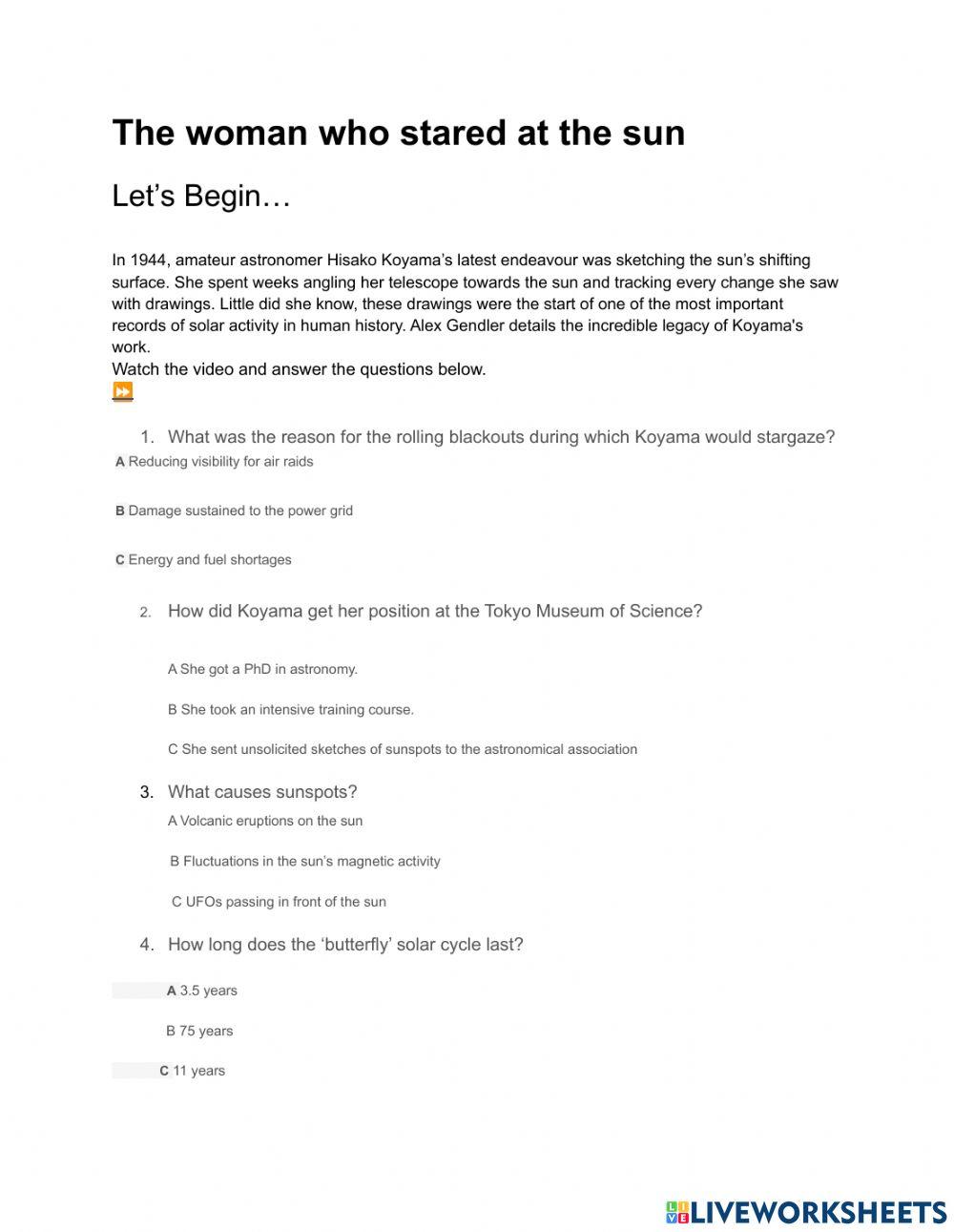 The woman who stared at the sun