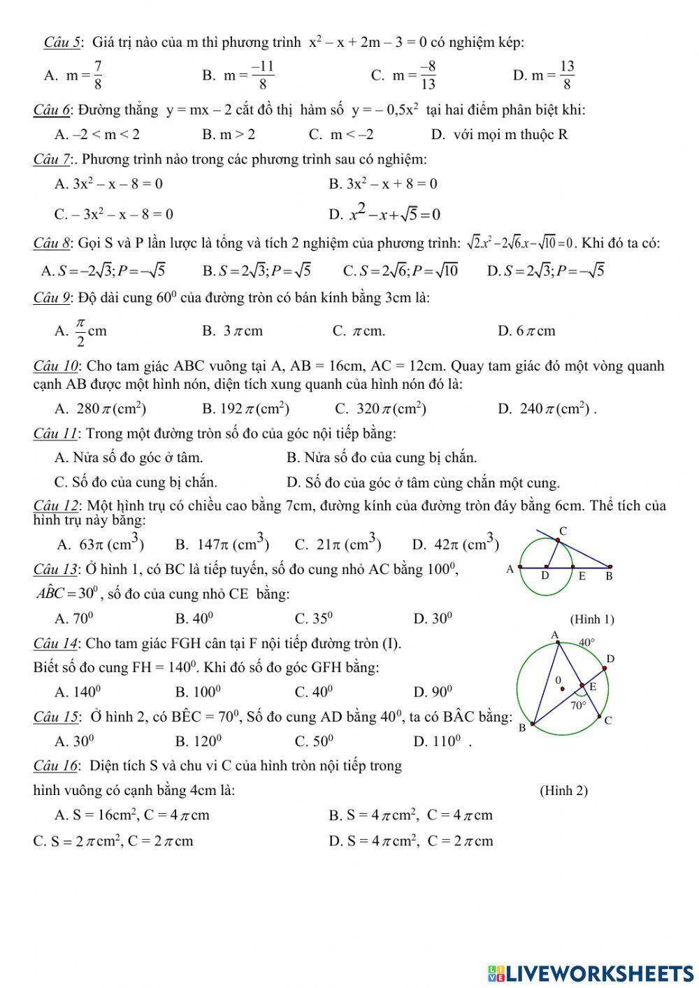 Đè thi HK2 toán 9 1617