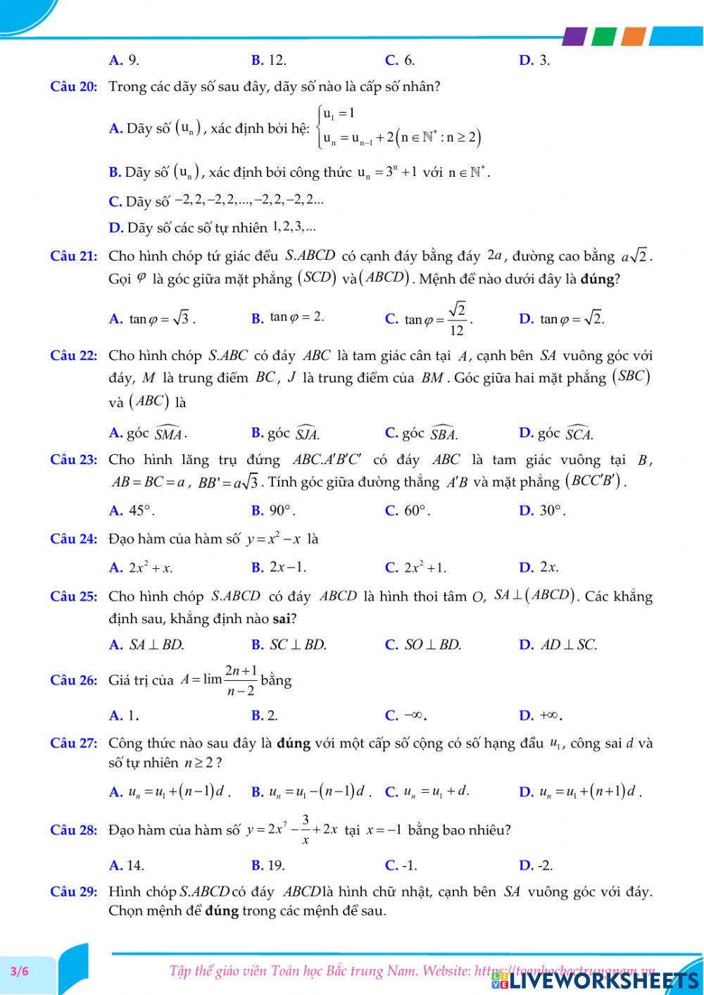 Toán 11-Kiểm tra CK2-THPT Lương Ngọc Quyến, Thái Nguyên-2021
