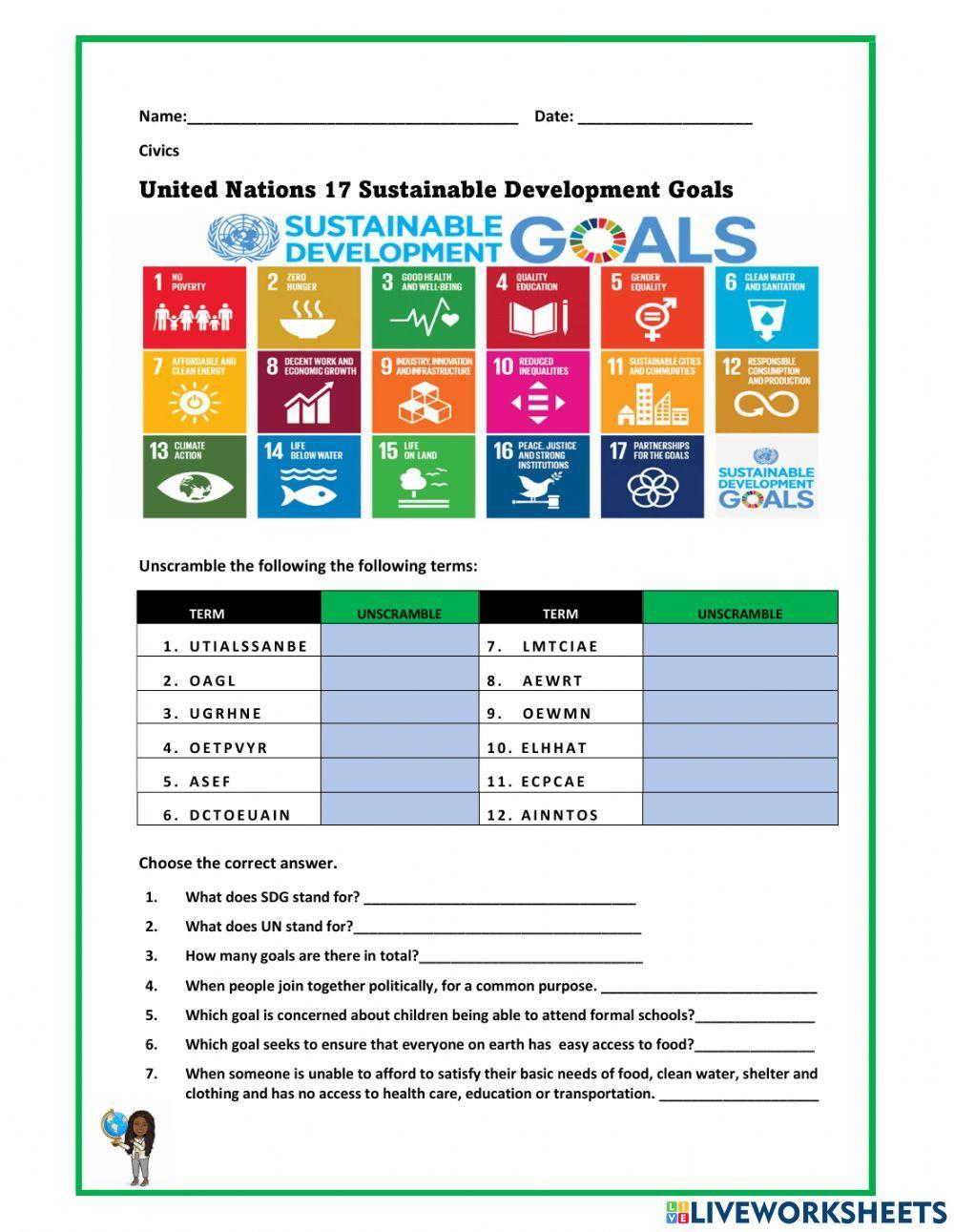 Sustainable Development Goals interactive worksheet | Live Worksheets Sustainable Development Goals interactive worksheet | Live Worksheets