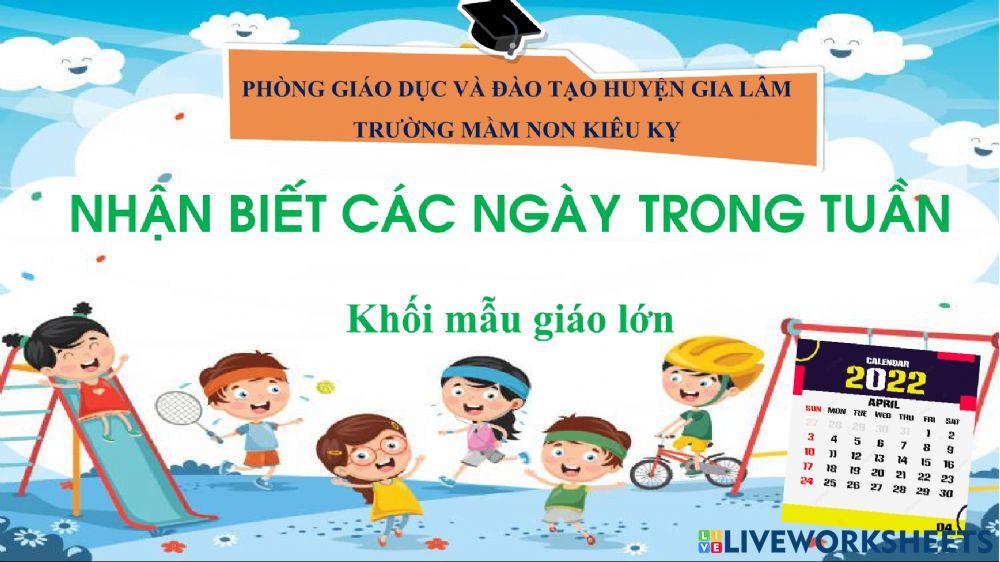 Nhận biết các ngày trong tuần