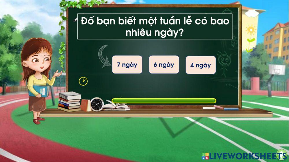 Nhận biết các ngày trong tuần