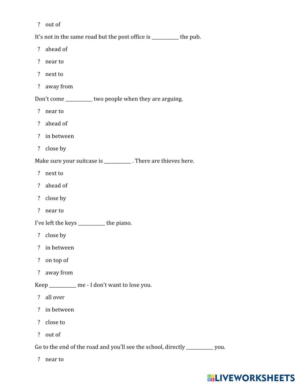 Multi-word prepositions