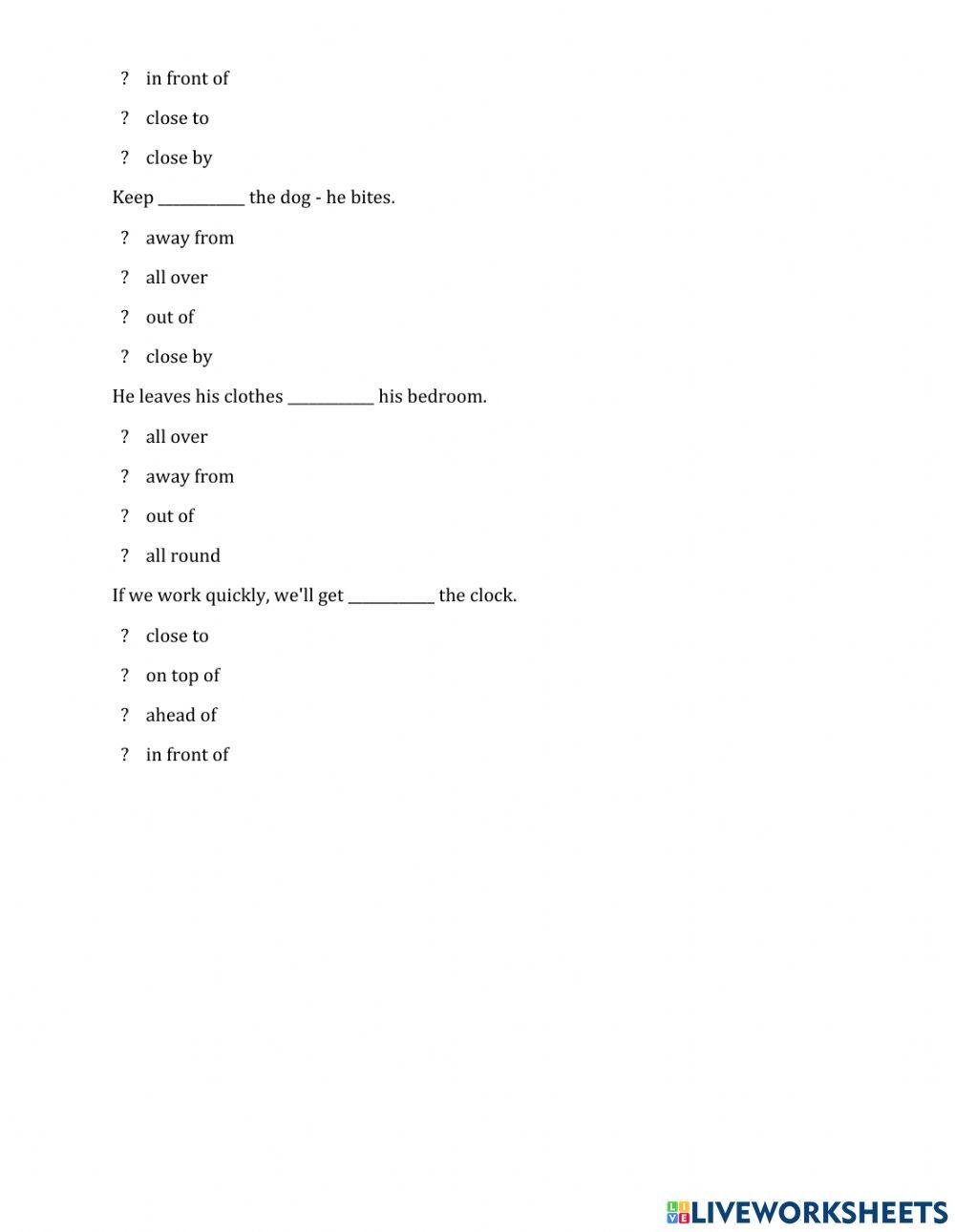 Multi-word prepositions