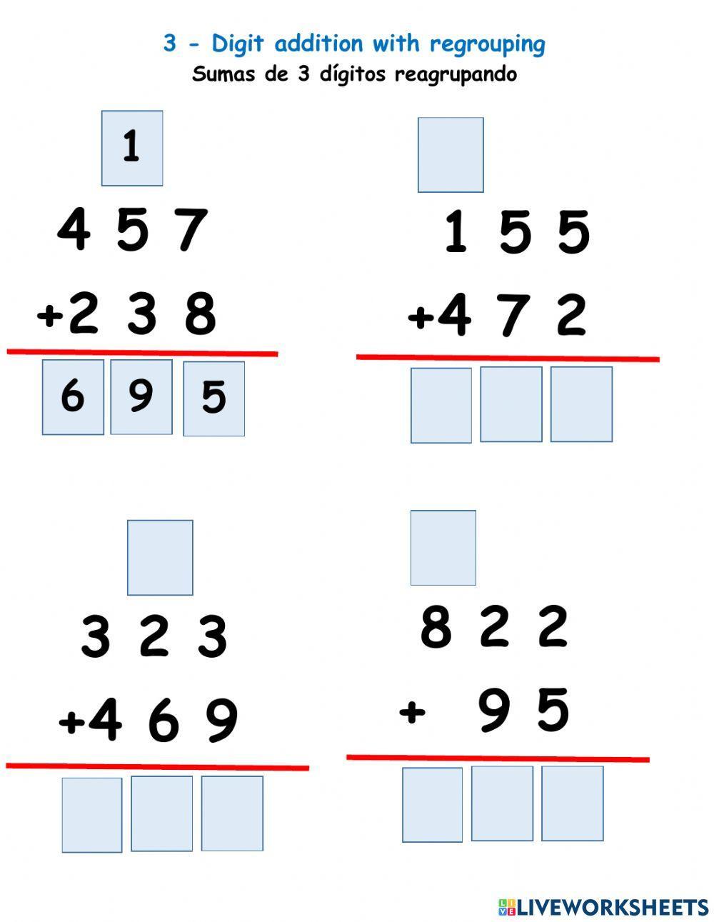 3-Digit additions with regrouping 3-Digit additions with regrouping