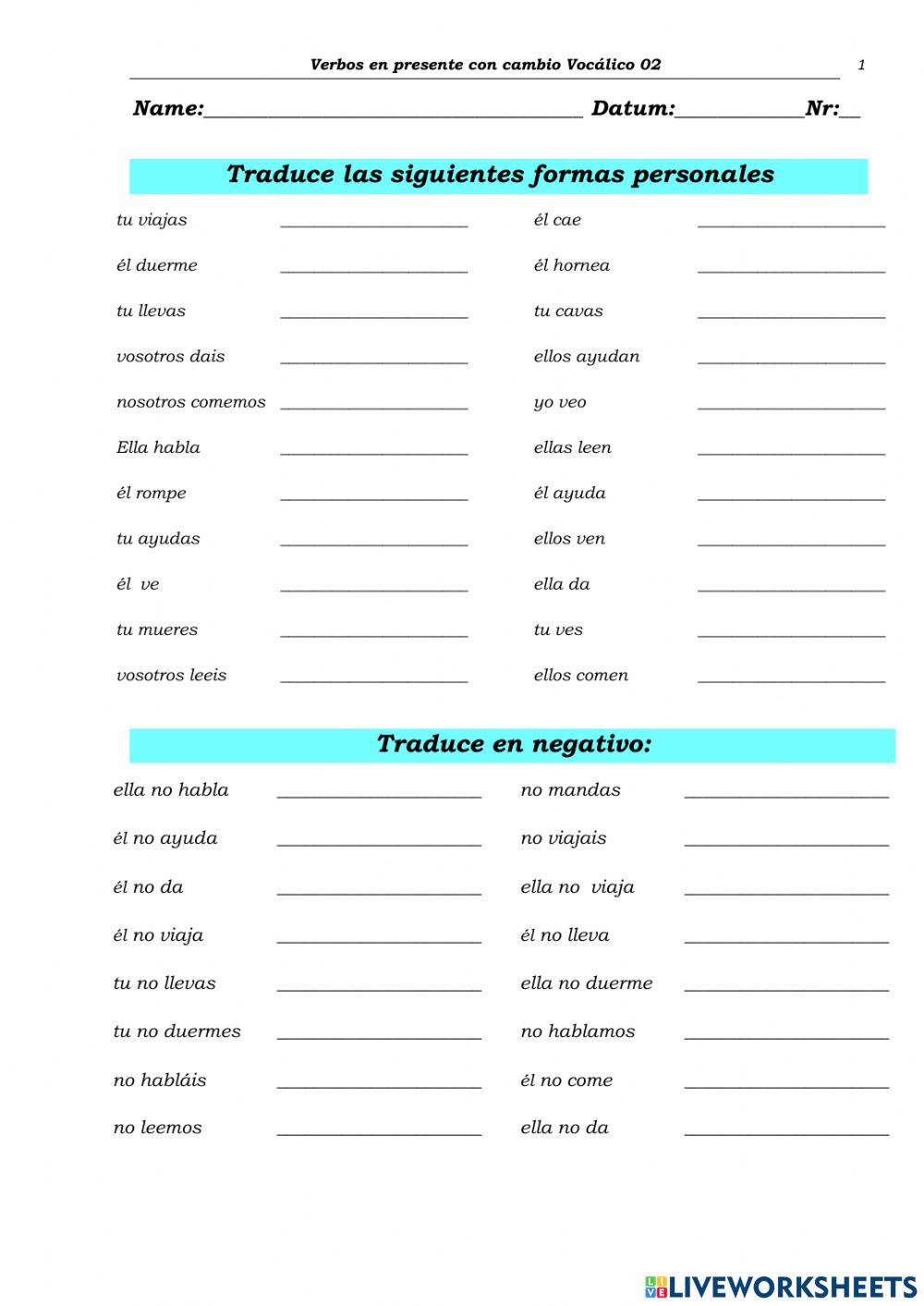 Verbos con cambio vocalico 02