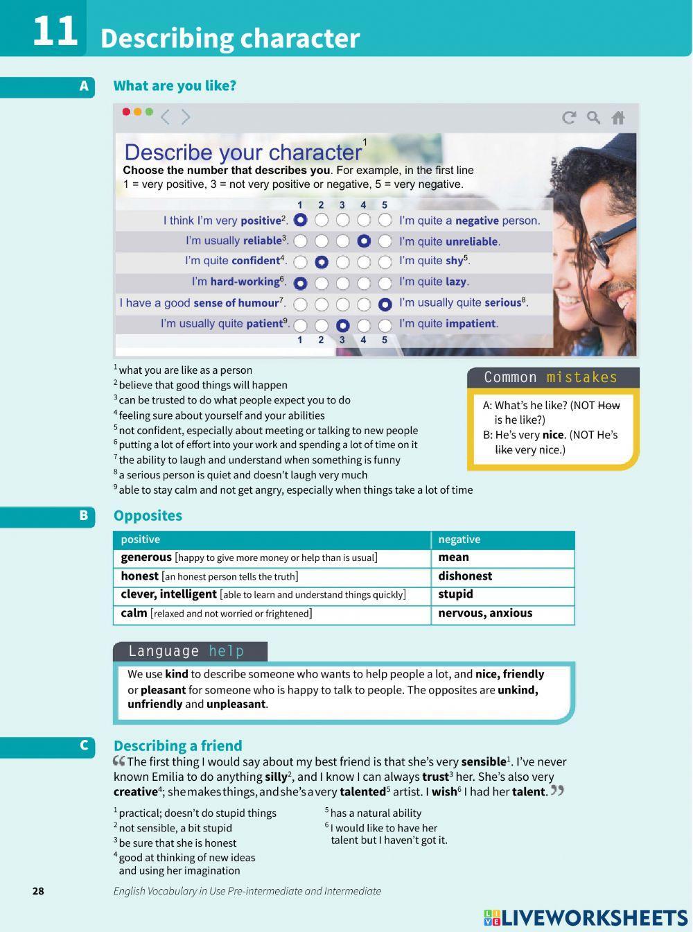 Character and feelings