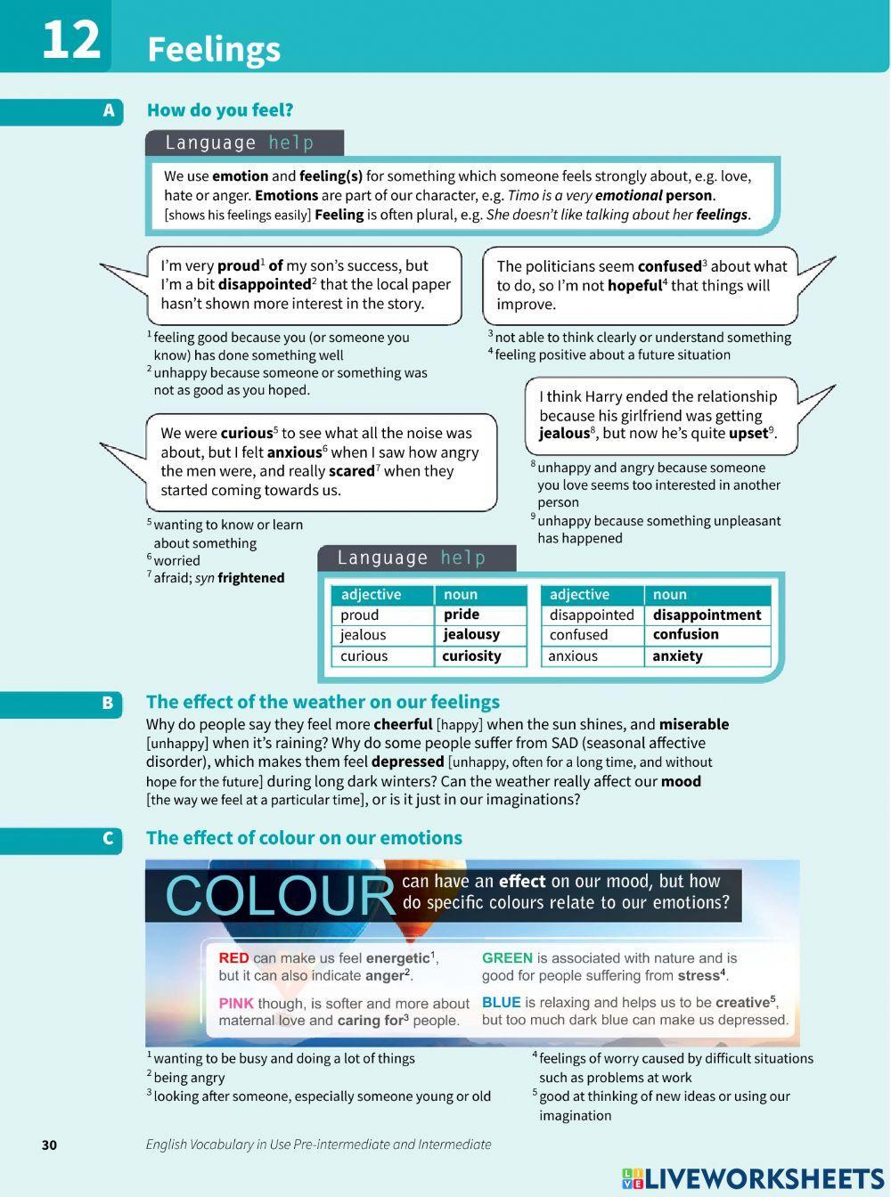 Character and feelings